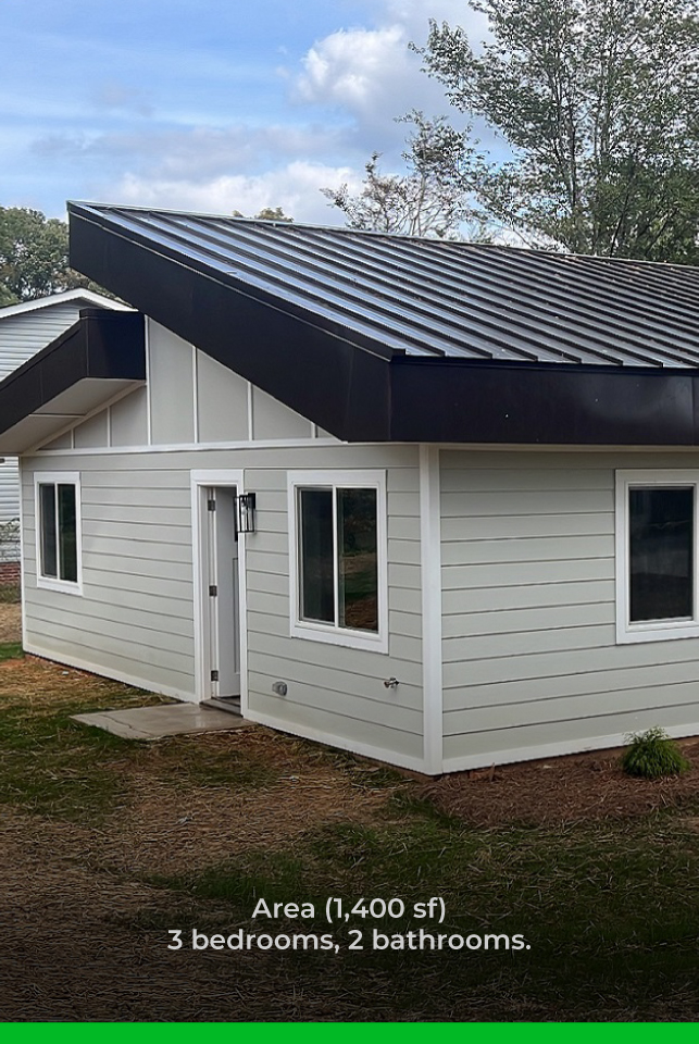 Eco 4 (LSF) (1400 Sqf) is a three-bedroom and two-bathroom home.